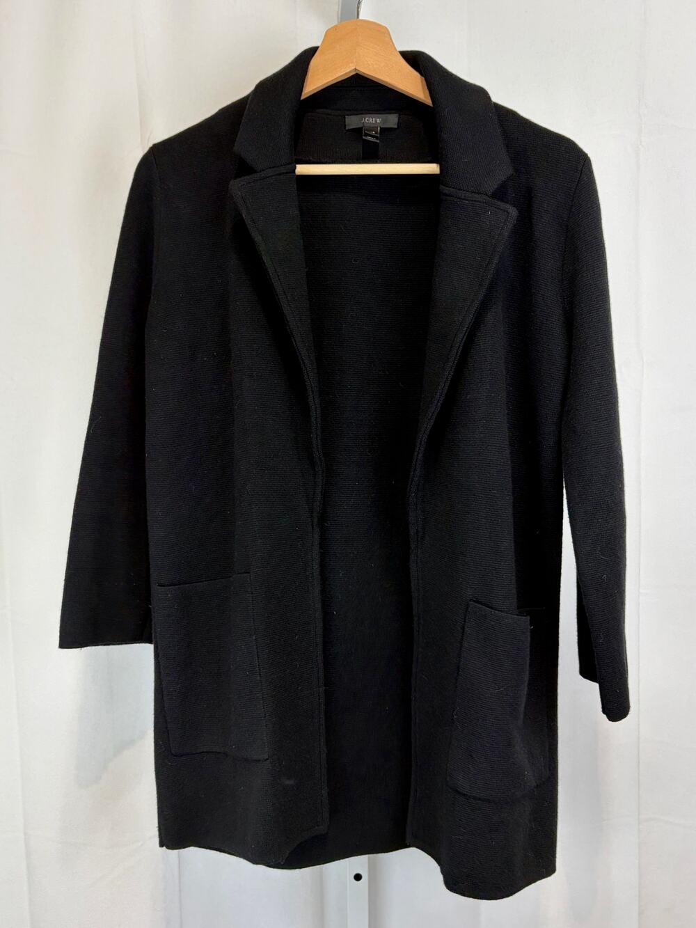 J.CREW Sophie Open Front Sweater Knit Blazer Jacket J0244 Black Size 2XS XXS
